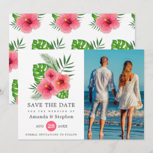 Exotisches tropisches Strandfoto-Hochzeit Save The Date