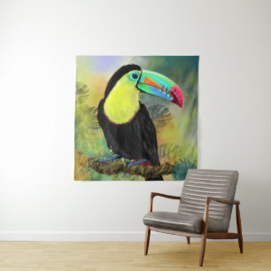 Exotisches tropisches Toco Tapestry Toucan Bird Ma Wandteppich