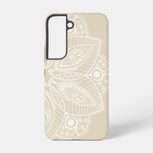 Exotisches weißes Mandala auf beigem Hintergrund Samsung Galaxy Hülle