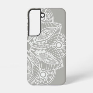 Exotisches weißes Mandala auf grauem Hintergrund Samsung Galaxy Hülle