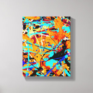 Expansion Orange Cyan Abstraktes Spritzmuster Leinwanddruck
