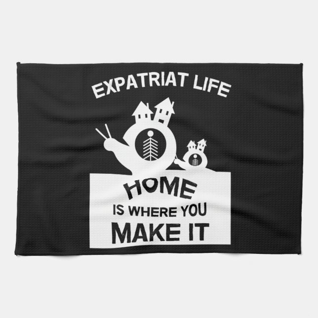 Expatriates Expats im Ausland Expat Familien und G Geschirrtuch (Horizontal)