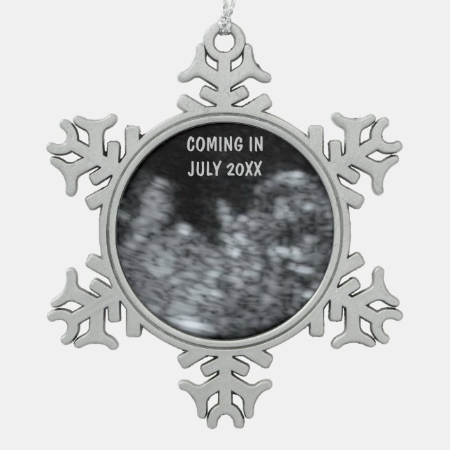 Expectant Baby Christmas Keepake Schneeflocken Zinn-Ornament (Vorderseite)