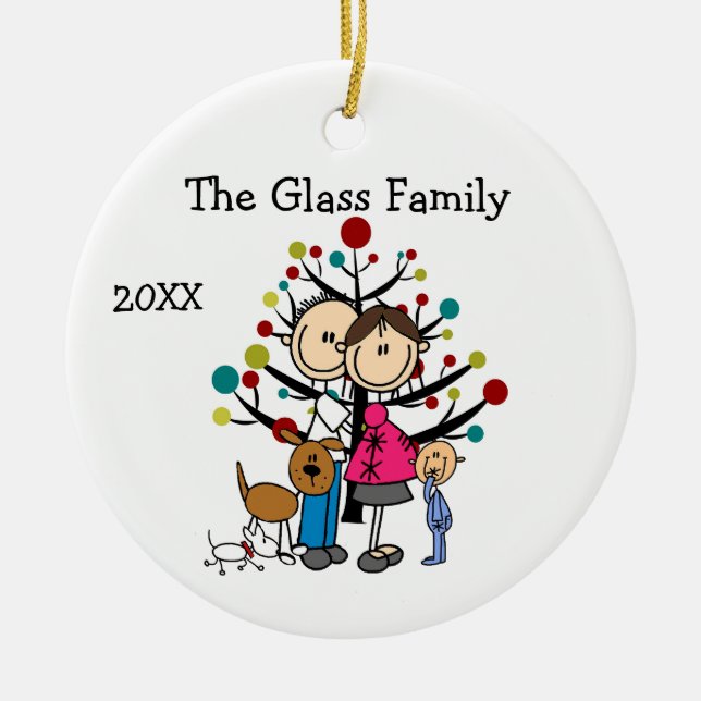 Expectant Couple Boy Two Dogs Keramik Ornament (Vorne)