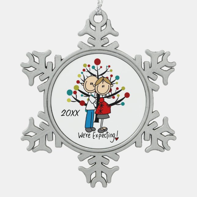 Expectant Couple Snowflake Ornament (Vorderseite)