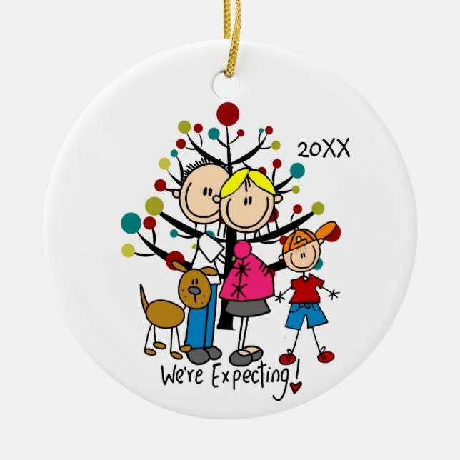 Expectant Couple with Boy and Dog Family Ornament (Vorne)