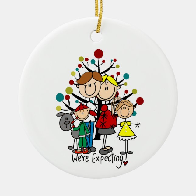 Expectant Family Gray Dog Keramik Ornament (Vorne)