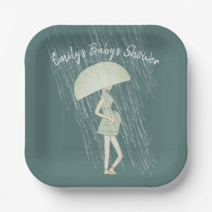 Expectant Mama mit Umbrella Pappteller