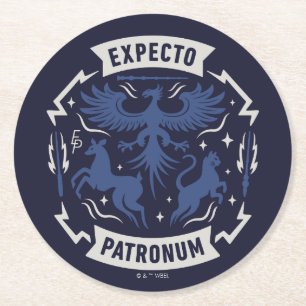 Expecto Patronum Vintage-Silhouette-Grafik Runder Pappuntersetzer