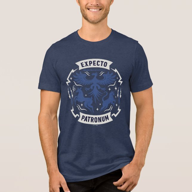 Expecto Patronum Vintage Silhouette Grafik Tri-Blend Shirt (Vorderseite)