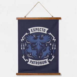 Expecto Patronum Vintage Silhouette Grafik Wandteppich Mit Holzrahmen