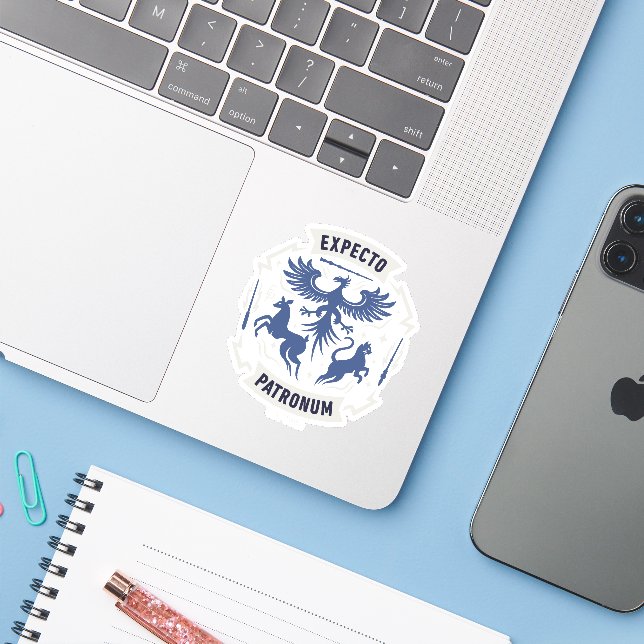 Expecto Patronum Vintage Silhouette Graphic Aufkleber (Laptop mit iPhone)