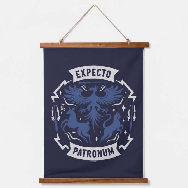 Expecto Patronum Vintage Silhouette Graphic Wandteppich Mit Holzrahmen (Vorderseite)