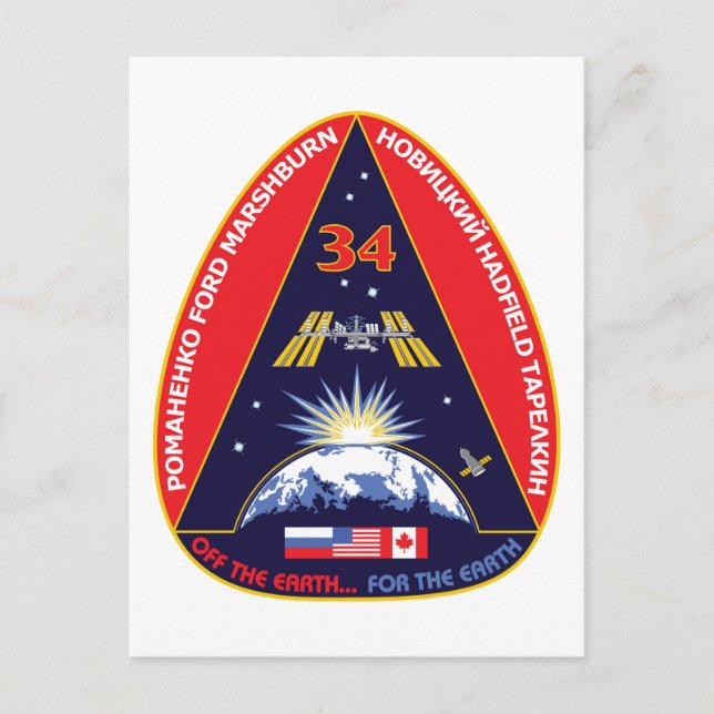 Expedition Crews:   Expedition 34 Flight Patch Postkarte (Vorderseite)