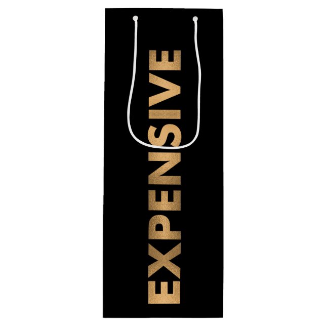 EXPENSIVE Elegante Imitate Gold Foil Text auf schw Geschenktüte Für Weinflaschen (Vorderseite)