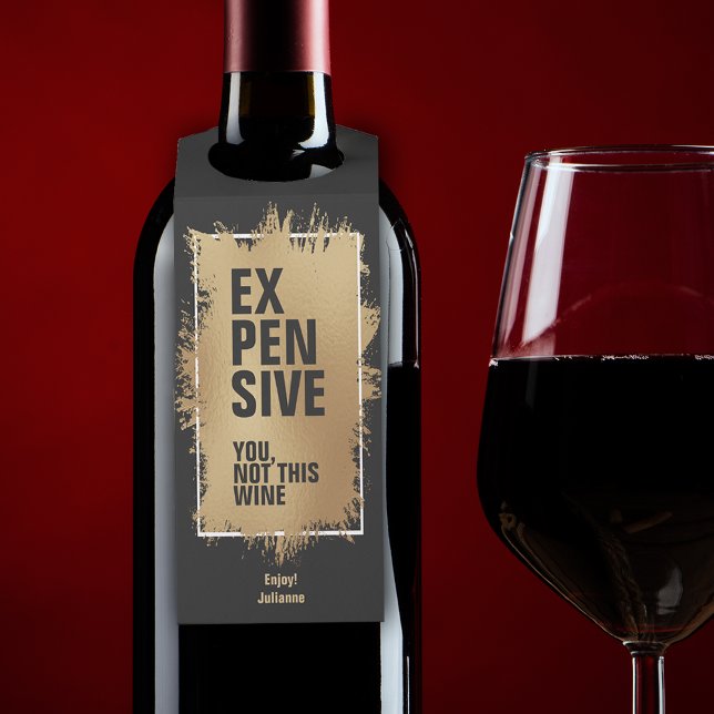 EXPENSIVE Text Gold Foil auf schwarz Flaschenanhänger (Von Creator hochgeladen)