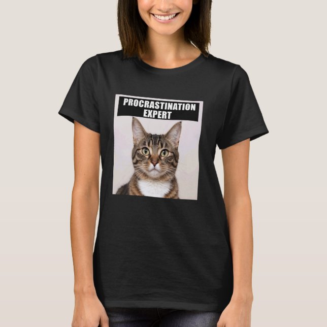 Experte für Aufschieber Katzenscherz T-Shirt (Vorderseite)