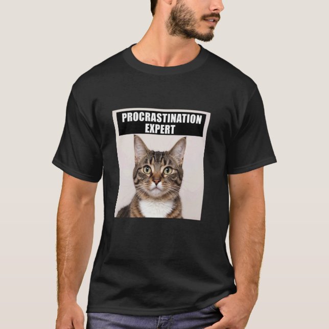 Experte für Aufschieber Katzenwitz T-Shirt (Vorderseite)