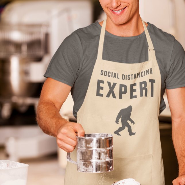 Experte für soziale Distanzierung Sasquatch lustig Schürze (Von Creator hochgeladen)