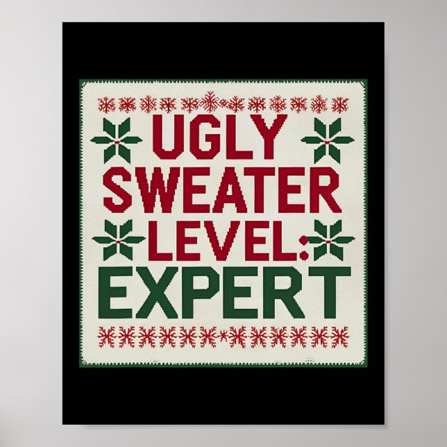Experten-Level-Hässliche-Weihnachtspullover-Lustig Poster (Vorne)
