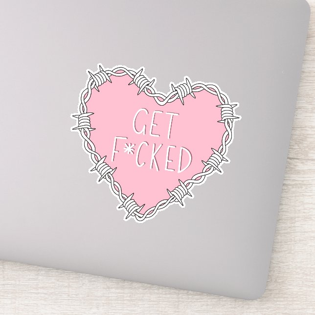 Explizites Barbed Wire Herz Aufkleber (Detail)