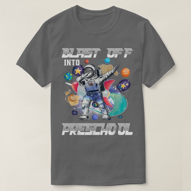 Explodieren in den Astronauten der Vorschulzeit zu T-Shirt (Design vorne)