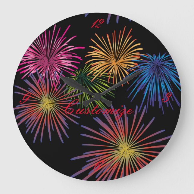 Explodieren von Fireworks Thunder_Cove Große Wanduhr (Vorderseite)