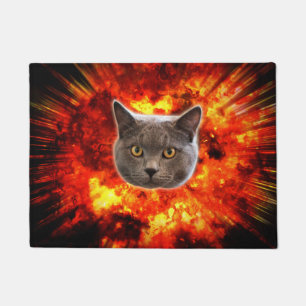 Explodierende Katzen-Feuerkugel-lustige Tür-Matte Fußmatte