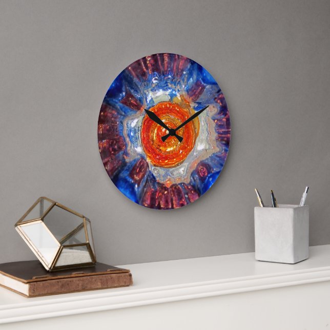 Explodierende Kosmos-Kunst eleganter Glasvan Gogh Große Wanduhr (Büro)