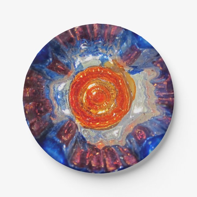 Explodierendes Kosmos Art Glass - Van Gogh Orange  Pappteller (Vorderseite)