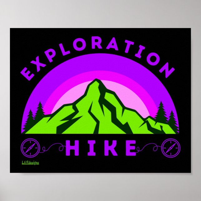 EXPLORATION WANDERN Bergsteiger Geschenk Poster (Vorne)