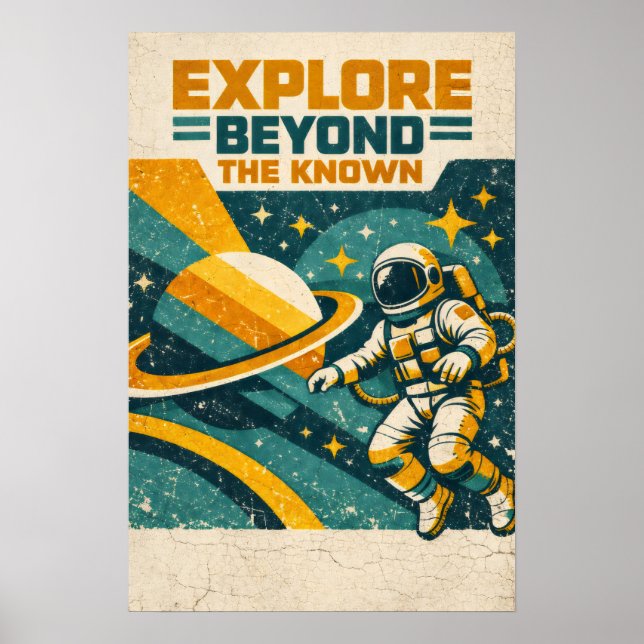 Explore Beyond the Known — Retro Space Voyage Poster (Vorne)