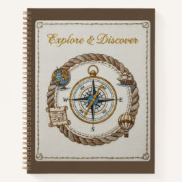Explore & Discover Embroidered Nautical Compass Notizbuch