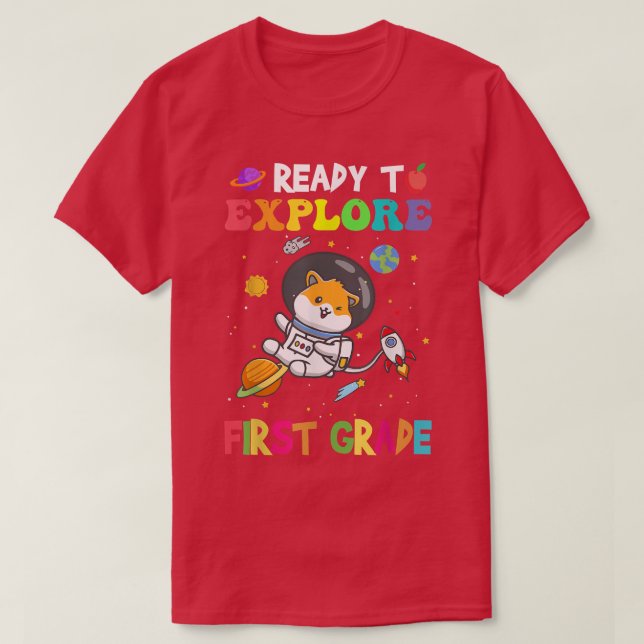 Explore First Grade Back To School Astronaut Space T-Shirt (Design vorne)