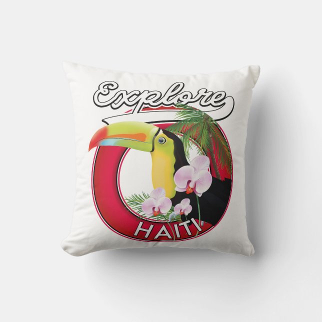 Explore Haiti Logo Reise-Patch. Kissen (Vorderseite)