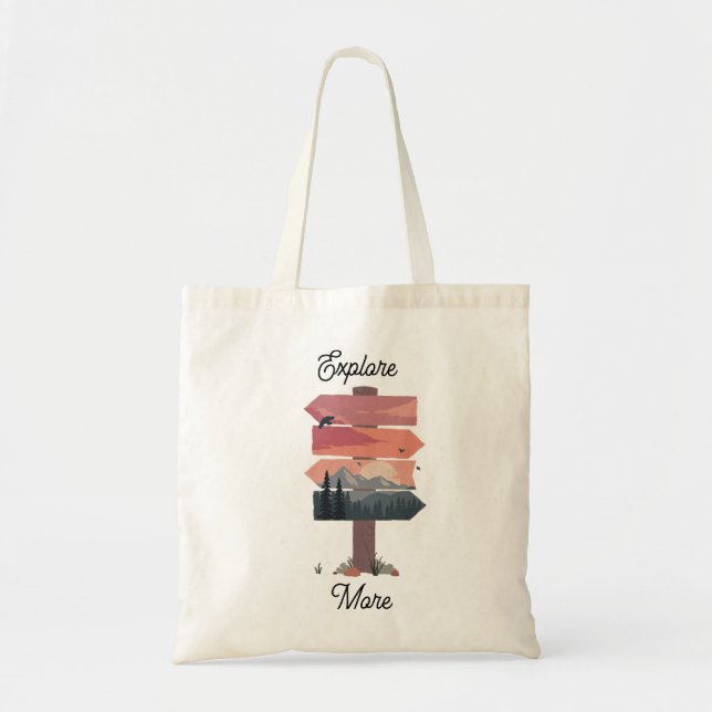 Explore More Wilderness Directional Sign Tote Bag Tragetasche (Vorne)
