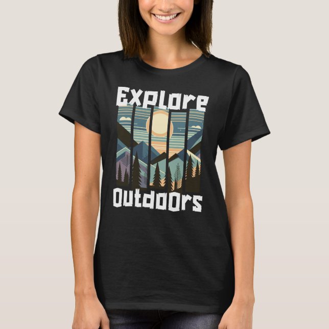 Explore Outdoors Landschafts Grafik T-Shirt (Vorderseite)