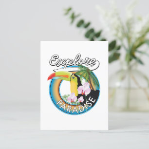 Explore Paradise Travel Logo Cartoon Postkarte