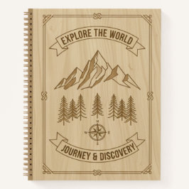 Explore the World Journey Discovery Wood Journal Notizbuch