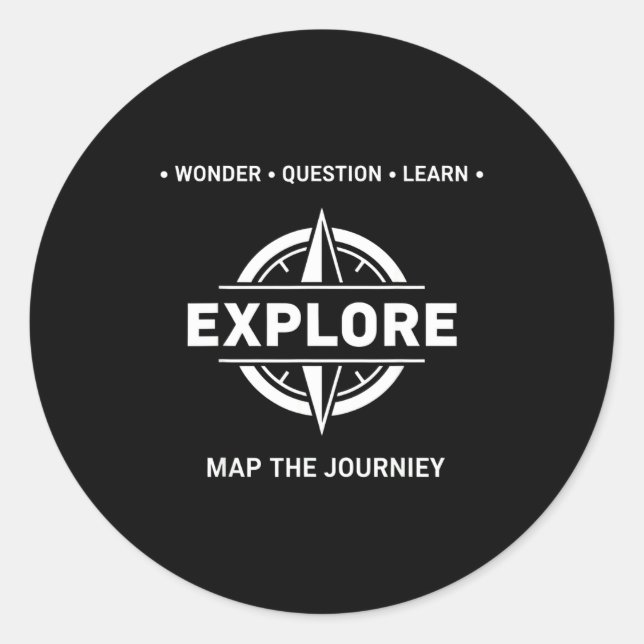Explore Wonder Question Learn Map The Journey  Runder Aufkleber (Vorderseite)