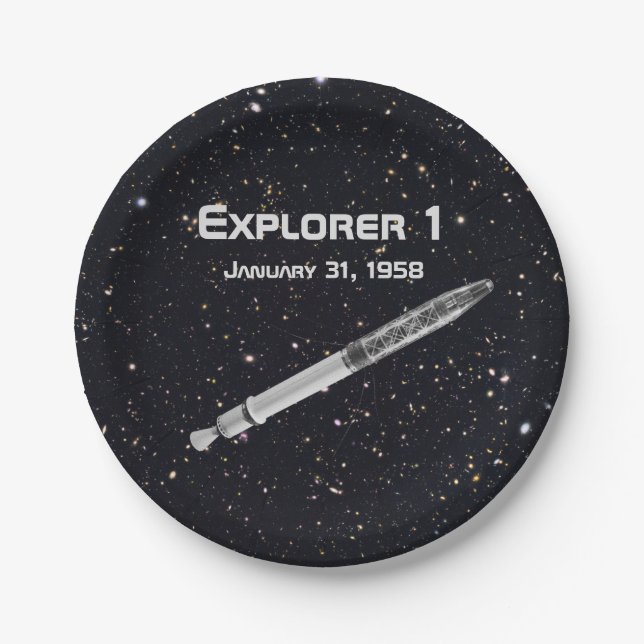 Explorer 1 Satellite Starry Sky Pappteller (Vorderseite)