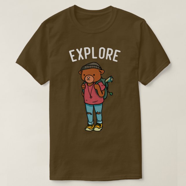 Explorer Backpacking Wanderbär Premium716 T-Shirt (Design vorne)