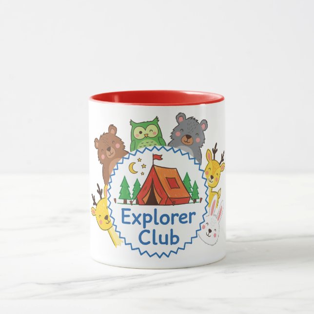 Explorer Club Kids Camping Animal Art Tasse (Zentrum)