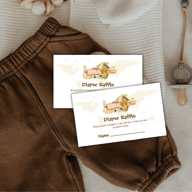 Explorer Map Airplane Diaper Raffle Baby Shower  Begleitkarte (Explorer Map Airplane Diaper Raffle Baby Shower Enclosure Card)