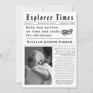 Explorer Times Neugeborenen Geburt Ankündigung