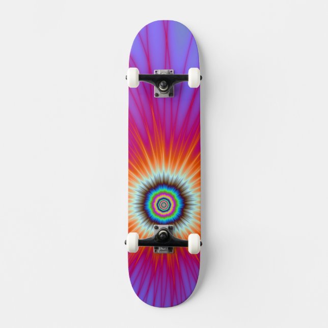 Explosion auf Skateboard in Rosa Blau und Rot (Vorderseite)