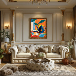 Explosión de Color: Arte Favista con Tetera y Taza Leinwanddruck