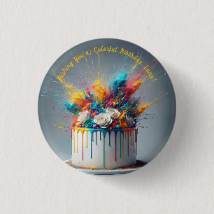 Explosion der Freude - Glücklicher Geburtstagskuch Button