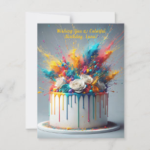 Explosion der Freude – Happy Birthday Torte Postkarte