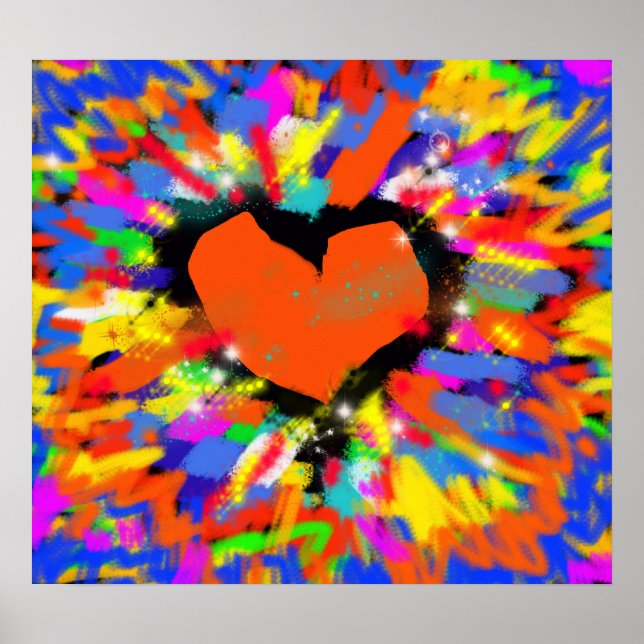 Explosion der Liebe, Herzkunstdruck Poster (Vorne)